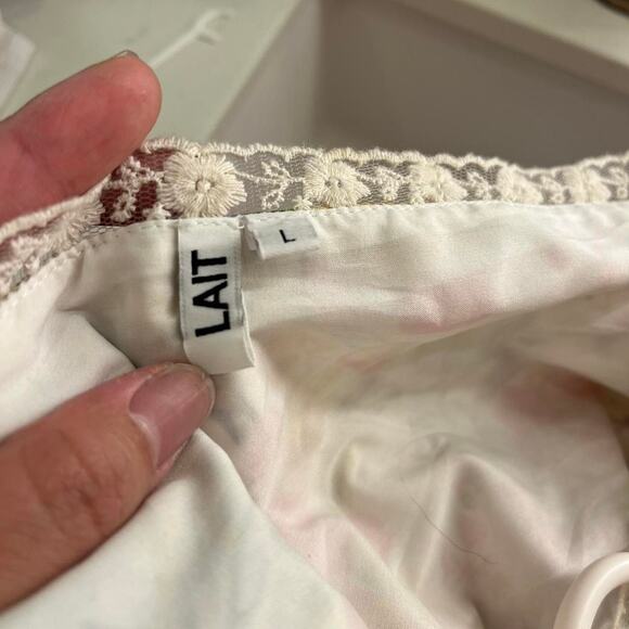 LAIT Knee Length Summer Dress Ruffles Knee Tier Layered Cottagecore Whimsycore L - Picture 6 of 9